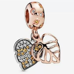 NEW•Rosegold Double Leaf DIY charm